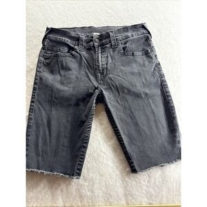 True Religion cut off shorts men's 34 x 12 Ricky slim straight black stretch